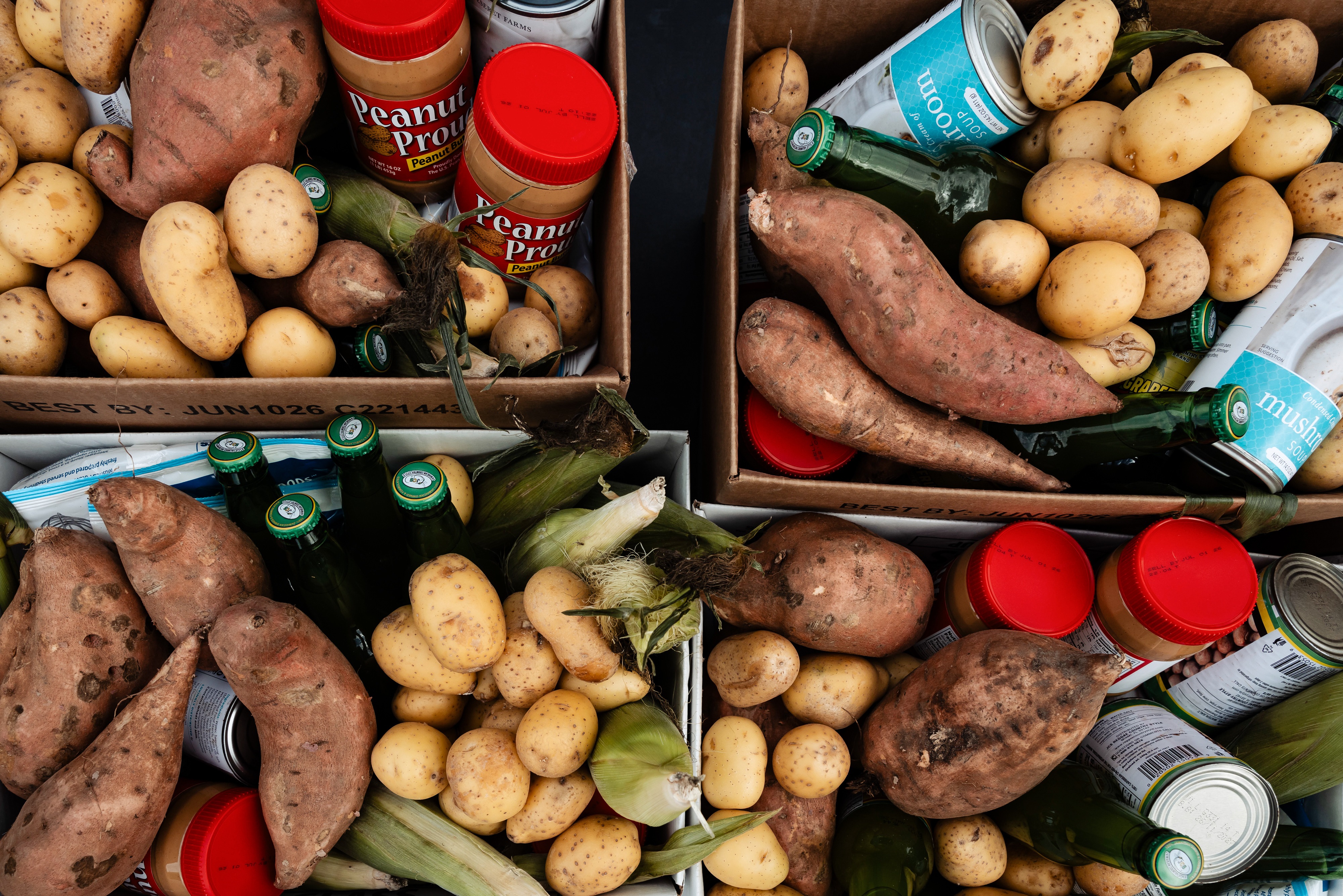 Donated food items at Curley